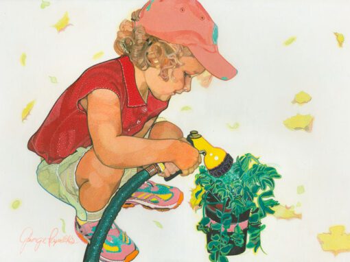 Mackenzie Watering Flowers | 20 x 30in